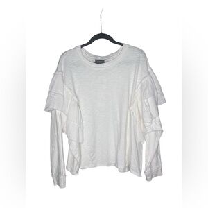 NWT Vici Ruffle oversized Long Sleeve Blouse in ivory Size Large